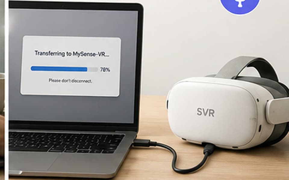 Transferring a MySense-VR project from a computer to a headset by USB-C